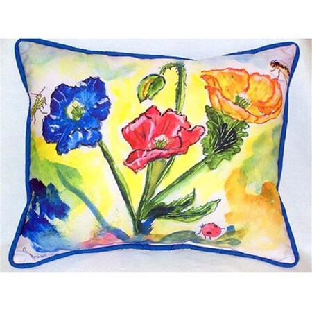 Betsy Drake Betsy Drake HJ513 Bugs & Poppies Large Indoor & Outdoor Pillow 16 x 20 HJ513